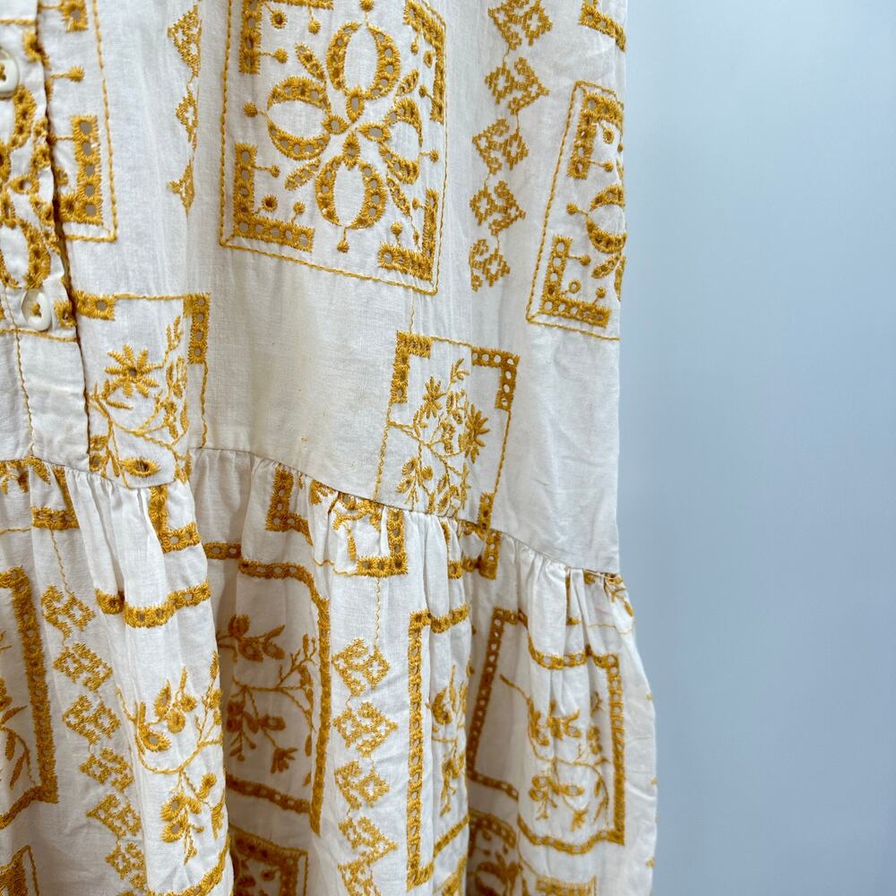 URBAN OUTFITTERS UO Smiwth White & Yellow Long Maxi Frock Dress // XS - Picture 9 of 16